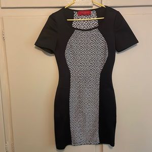 Black & White Textured Bodycon Mini Dress